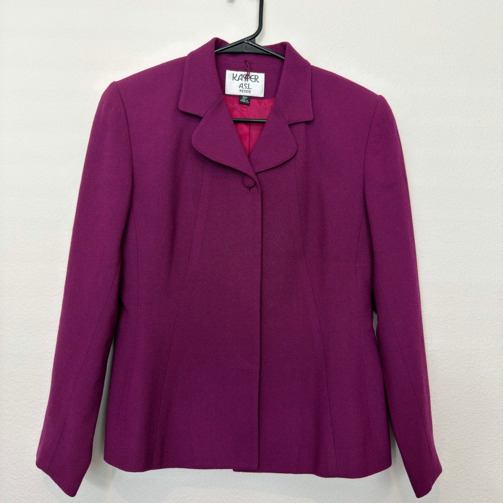 Kasper‎ ASL Blazer Womens 6P Magenta Purple Excellent 100% Wool Petite 30603P